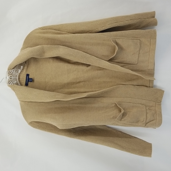 Lands' End Sweaters Lands End Tan Open Cardigan Sweater With